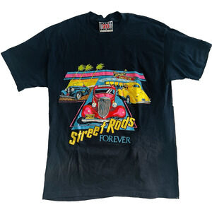 Vintage 80s Racing Mens T-Shirt Tee‎ Size L Retro Street Rods USA Speed Limit 70